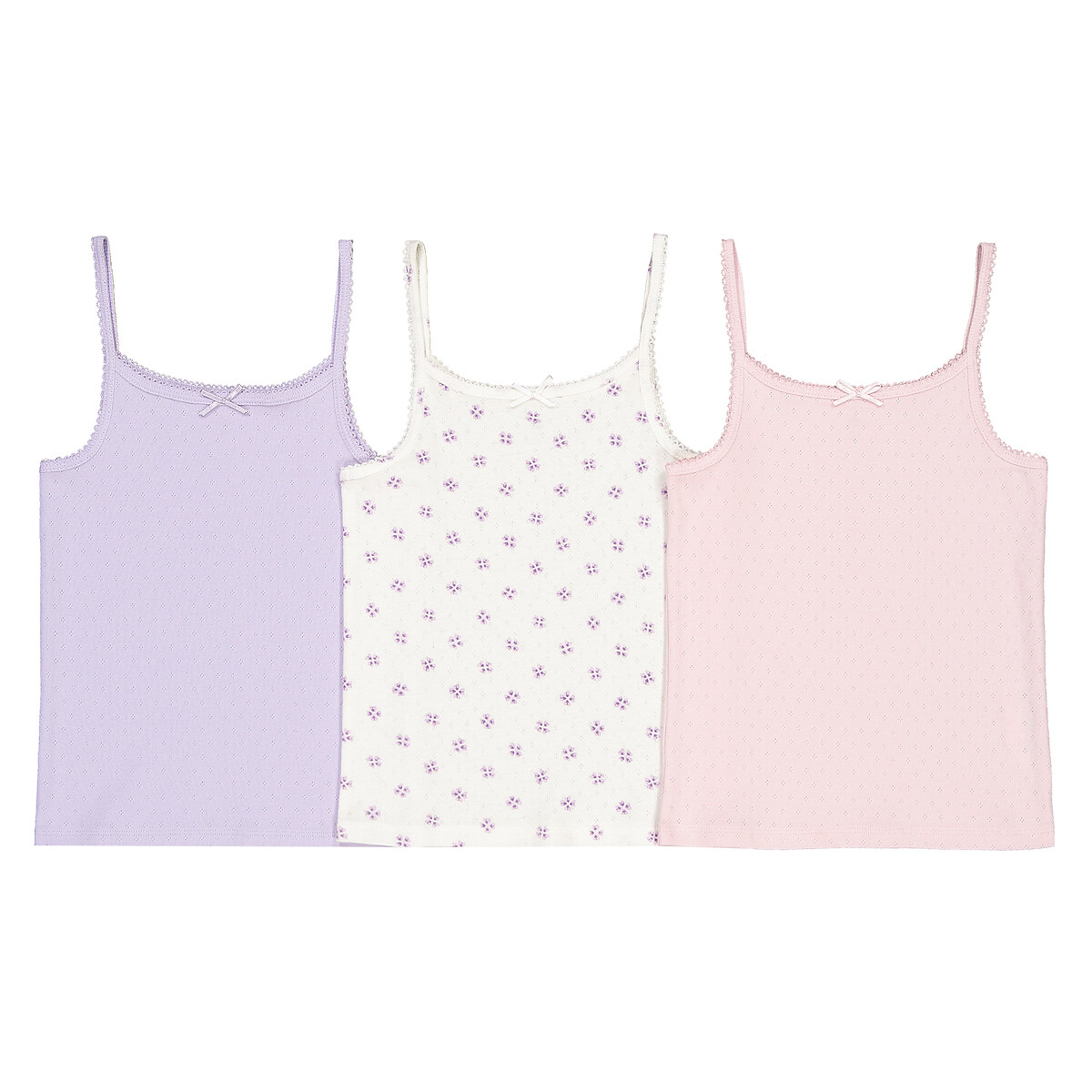La Redoute Uniross Pack of 3 Cotton Ruffled Vest Tops 1 Month-4 Years 